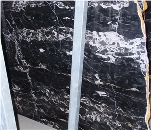 Nero Portoro Bianco Marble Slab
