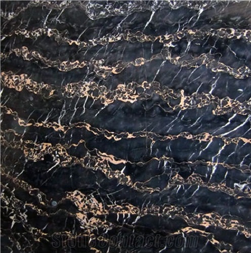 Nero Portoro Vena Fine Marble Tile