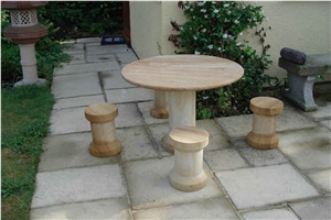 Teak Wood Sandstone Finished Product