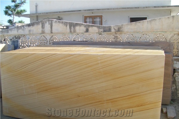 Teak Wood Sandstone Slab