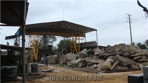 Black basalt quarry