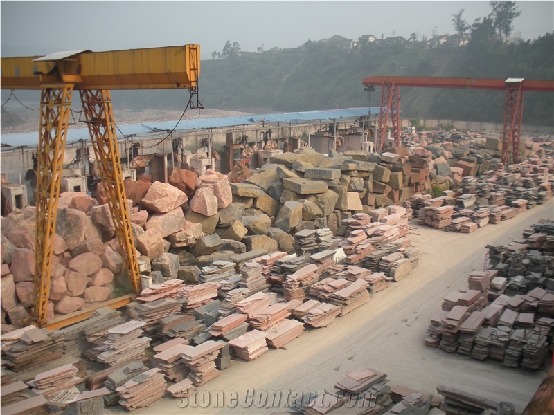 Asia red granite quarry