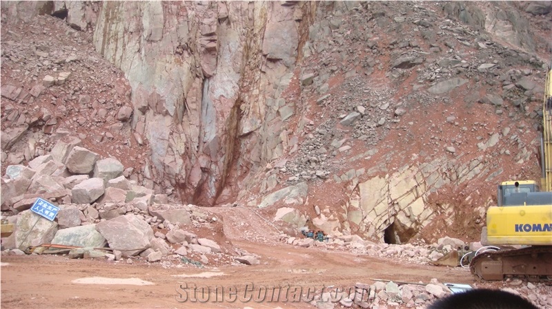 Asia red granite quarry
