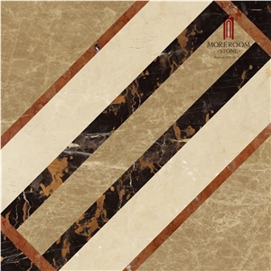 Australia Stone Golden Beige Marble Iran Shayan Cream Marble Polished Waterjet Medallions Floor Medallions Composited Marble Medallion Carpet Medallions