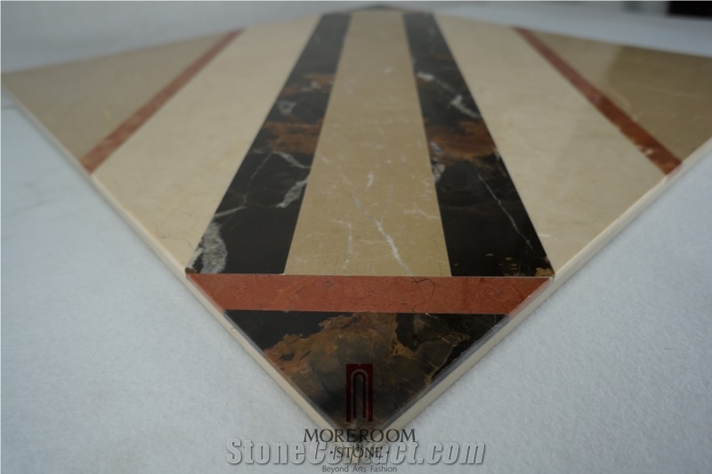 Australia Stone Golden Beige Marble Iran Shayan Cream Marble Polished Waterjet Medallions Floor Medallions Composited Marble Medallion Carpet Medallions