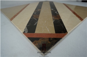 Australia Stone Golden Beige Marble Iran Shayan Cream Marble Polished Waterjet Medallions Floor Medallions Composited Marble Medallion Carpet Medallions
