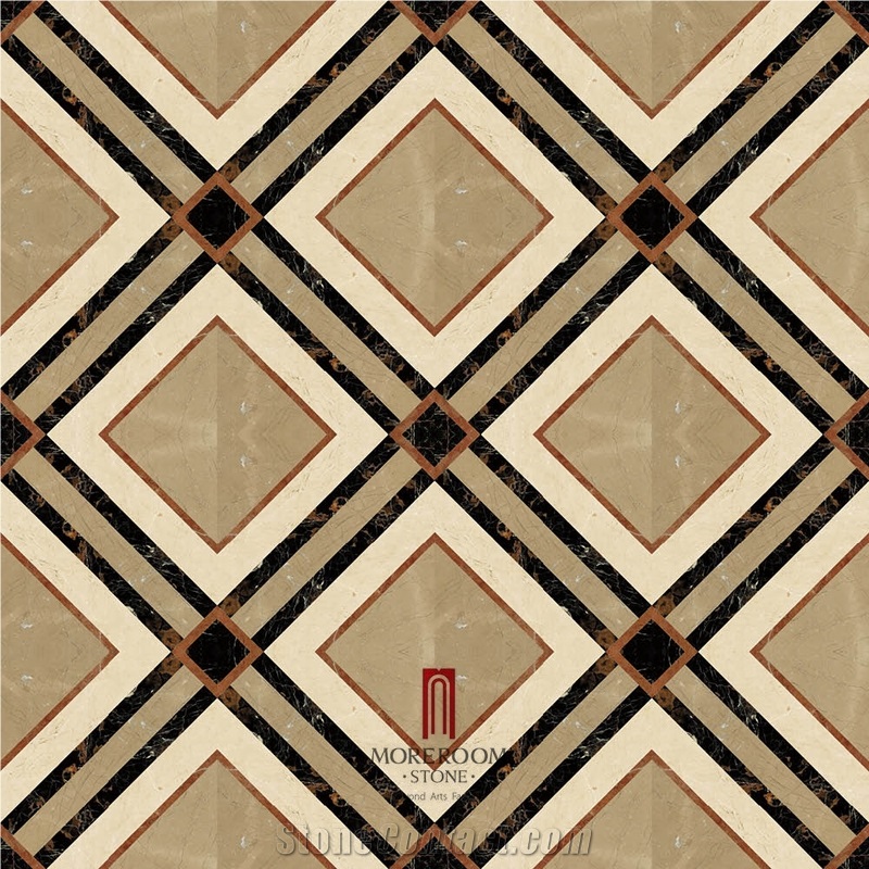 Australia Stone Golden Beige Marble Iran Shayan Cream Marble Polished Waterjet Medallions Floor Medallions Composited Marble Medallion Carpet Medallions