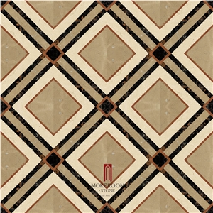 Australia Stone Golden Beige Marble Iran Shayan Cream Marble Polished Waterjet Medallions Floor Medallions Composited Marble Medallion Carpet Medallions
