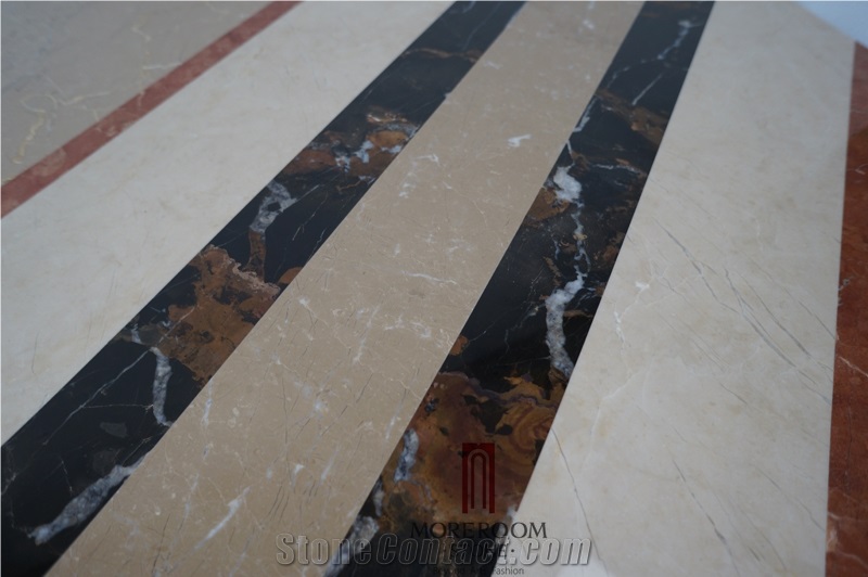 Australia Stone Golden Beige Marble Iran Shayan Cream Marble Polished Waterjet Medallions Floor Medallions Composited Marble Medallion Carpet Medallions