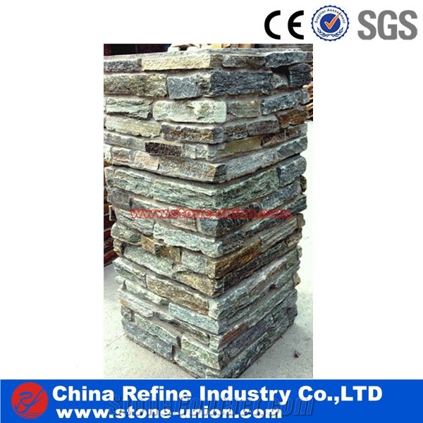 Natrual Stone Gate Post,Slate Cement Pillars Cement Pillars Design Cement Stone Gate Post,Slate Column,Ledge Slate Decorative Gate Post