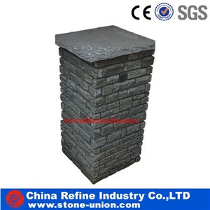 Natrual Stone Gate Post,Slate Cement Pillars Cement Pillars Design Cement Stone Gate Post,Slate Column,Ledge Slate Decorative Gate Post