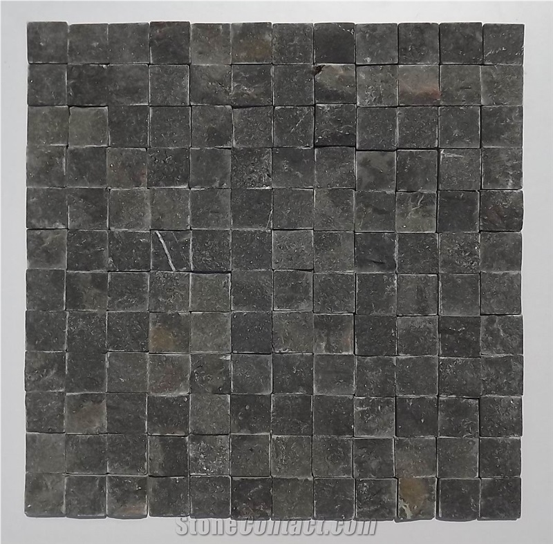 3d Tumbled Black Limestone Stepping Floor Mosaic