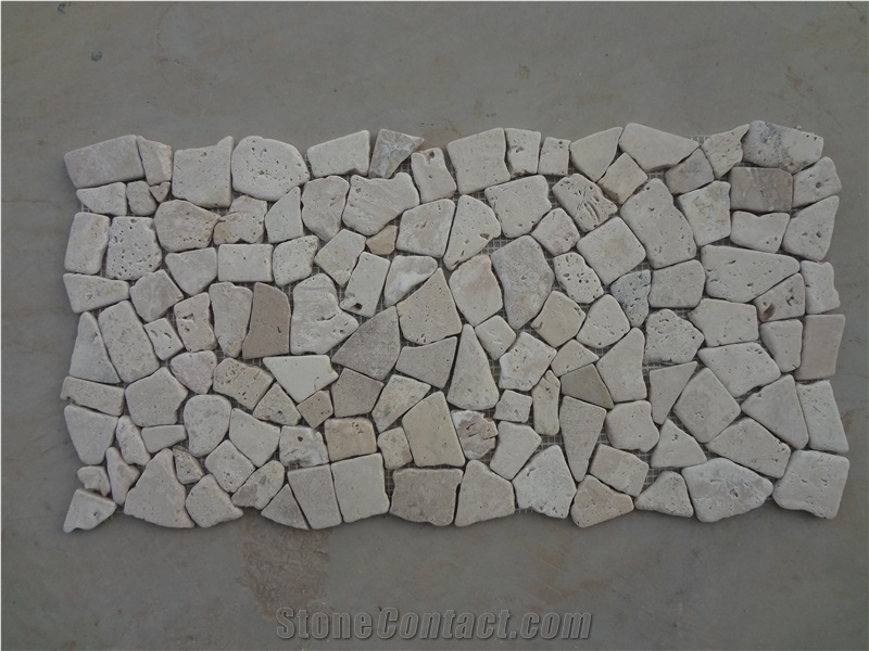 Popular Black Tumbled Limestone Randomshape Floor Mosaic
