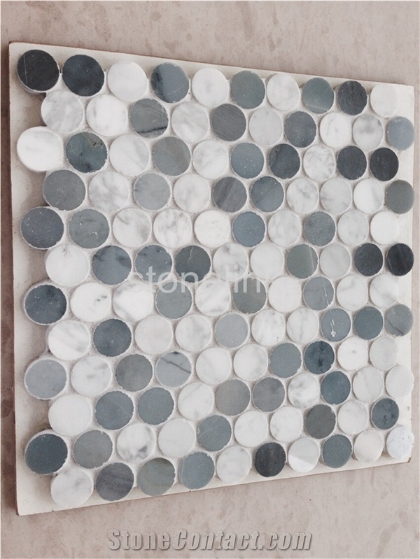 Carrara White Marble Penny Round Mosaic