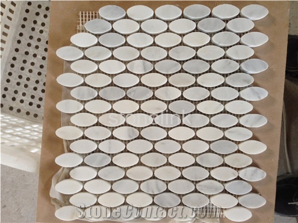 Carrara White Oval Mosaic, Carrara White Marble Mosaic
