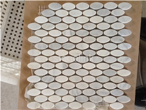Carrara White Oval Mosaic, Carrara White Marble Mosaic Carrara White Oval Mosaic, Carrara White Marble Mosaic