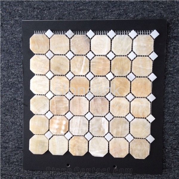 Honey Onyx+ White Marble Octagon Mosaic