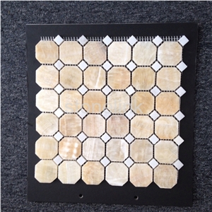 Honey Onyx+ White Marble Octagon Mosaic