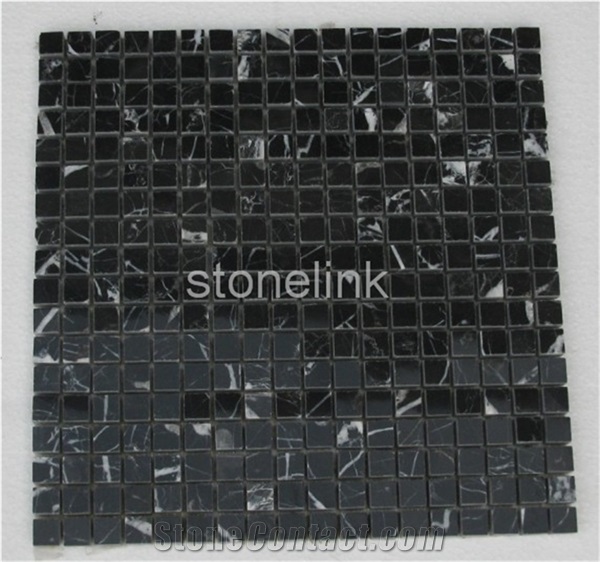 Nero Marquina Marble Classic Square Mosaic