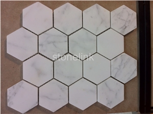 Statuario Carrara Marble Hexagon Mosaic