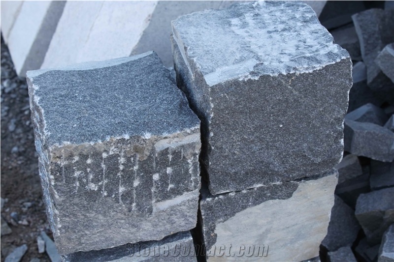 G370 Black Granite Split Black Cube Stone Tumbled Cobble Stone Cheap Price