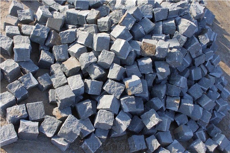 G370 Black Granite Split Black Cube Stone Tumbled Cobble Stone Cheap Price