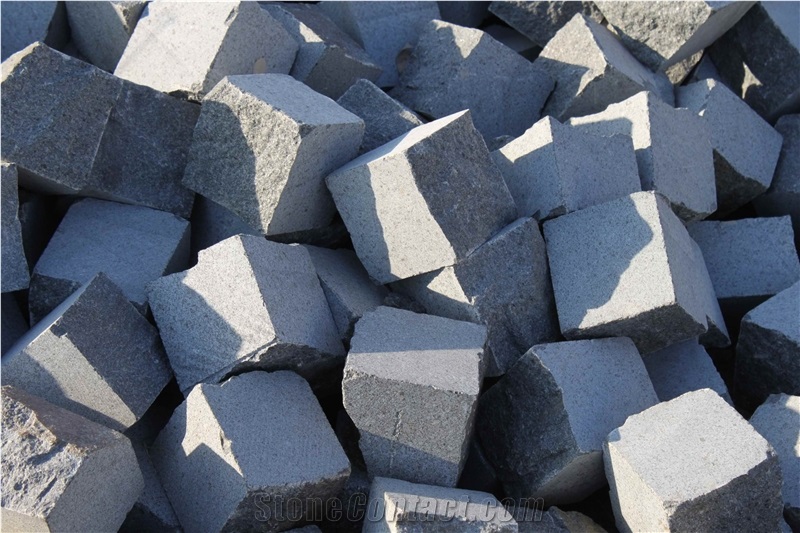 G370 Black Granite Split Black Cube Stone Tumbled Cobble Stone Cheap Price