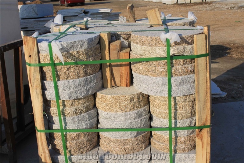 Garden Round Stone Paving Pallet Split Edges Natural Sides Cheap Price for Supermarket, White, Red, Yellow Colors