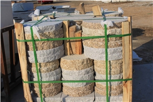 Garden Round Stone Paving Pallet Split Edges Natural Sides Cheap Price for Supermarket, White, Red, Yellow Colors