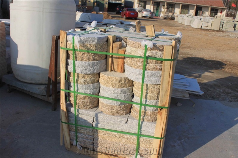 Garden Round Stone Paving Pallet Split Edges Natural Sides Cheap Price for Supermarket, White, Red, Yellow Colors
