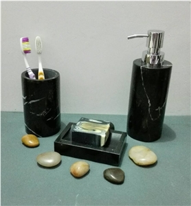 China Black Marble Bathroom Accessory, Soap Dish, Dispenser, Toothbrush Holders