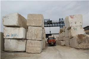 Cream and White Travertine Blocks, Iran White Travertine