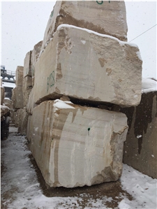 Cream and White Travertine Blocks, Iran White Travertine