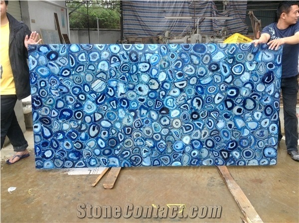 Blue Crystal Gemstone Bathroom Top,Blue Crystal Semipresious Stone Hotel Design ,Home Decor Transparent Stone Vanity Tops
