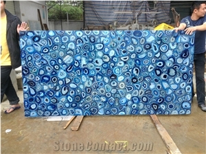 Blue Crystal Gemstone Bathroom Top,Blue Crystal Semipresious Stone Hotel Design ,Home Decor Transparent Stone Vanity Tops