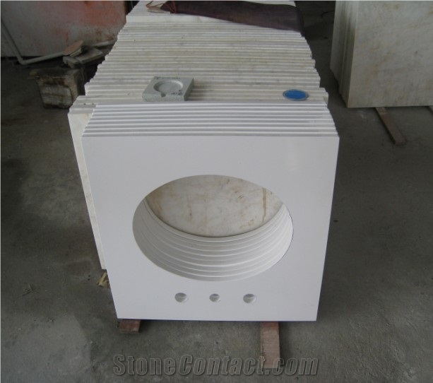 Manmade Artificial Pure White Marble Bathroom Tops/Vanity Tops