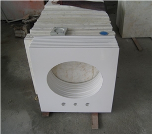 Manmade Artificial Pure White Marble Bathroom Tops/Vanity Tops