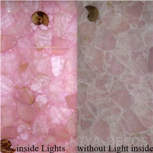 Pink Rose Semipreous Stone Transparent Tile /Pink Gemstone High Quality for Hotel Design