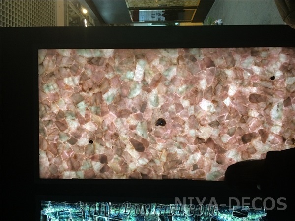 Pink Rose Semipreous Stone Transparent Tile /Pink Gemstone High Quality for Hotel Design