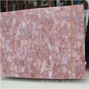 Pink Rose Semipreous Stone Transparent Tile /Pink Gemstone High Quality for Hotel Design
