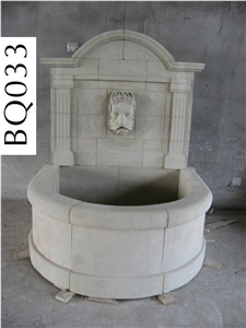 Fargo China Yellow Travertine Sculptured Wall Fountains, Yellow Travertine Exterior Garden Fountains
