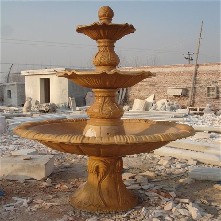 Fargo G603 Granite 3 Layers Garden Fountains, Grey Granite Sculptured Fountains, Exterior Garden Fountains