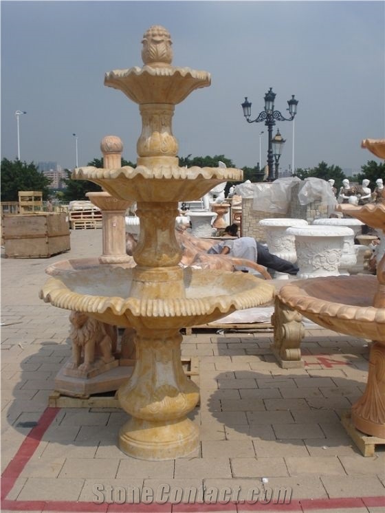 Fargo G603 Granite 3 Layers Garden Fountains, Grey Granite Sculptured Fountains, Exterior Garden Fountains