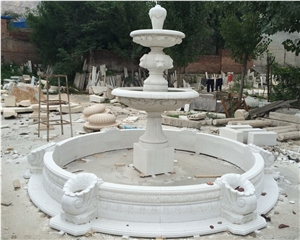 Fargo White Marble Garden Fountains, Chinese White Marble Exterior Sculptured Fountains, Water Features