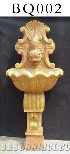 Fargo White Travertine Sculptured Wall Mounted Fountains, White Travertine Exterior Fountains for Garden