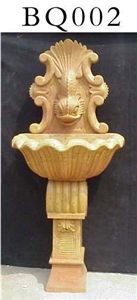 Fargo White Travertine Sculptured Wall Mounted Fountains, White Travertine Exterior Fountains for Garden