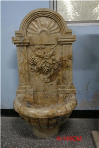 Fargo White Travertine Sculptured Wall Mounted Fountains, White Travertine Exterior Fountains for Garden