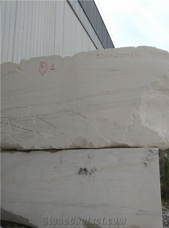 White Marble Block , China White Marble, White with Grey Viens, White Marble Block.
