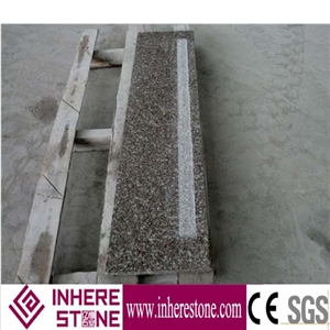 G664 Pink Granite Stair, Polished Surface Step, Anti-Slip Strip Stair Thread