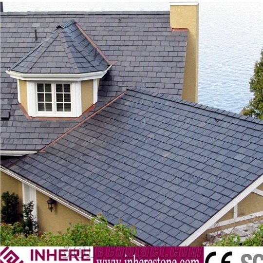 Natural Slate Stone Slabs & Tiles, Black Slate for Decoration